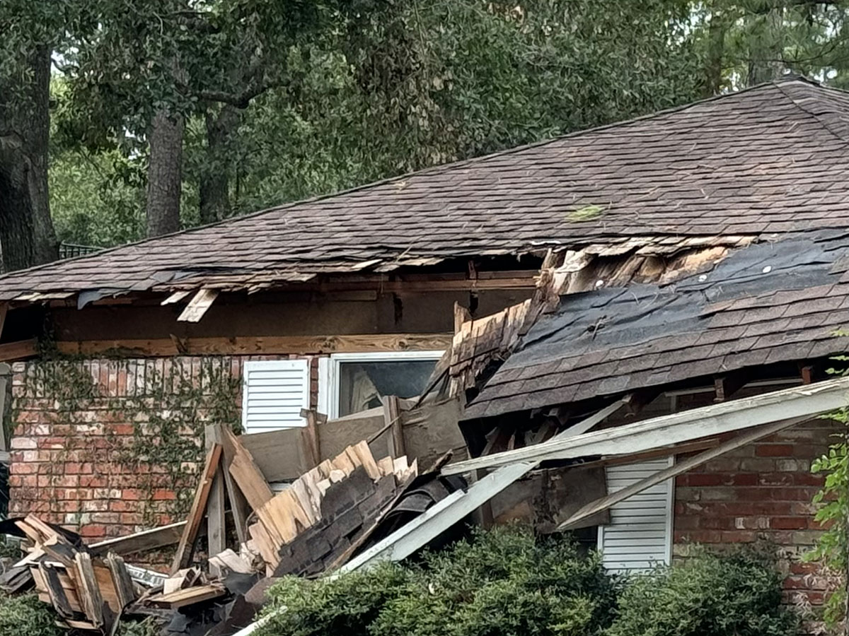 Roof damaged by storm in west Houston